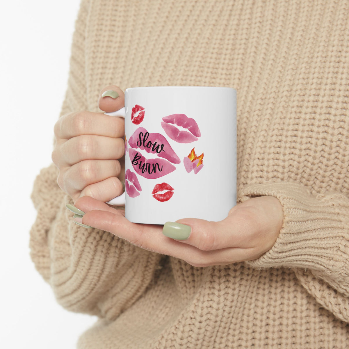 Kiss Mug – Pink Lip “Slow Burn” Trope Cup (11oz, 15oz)