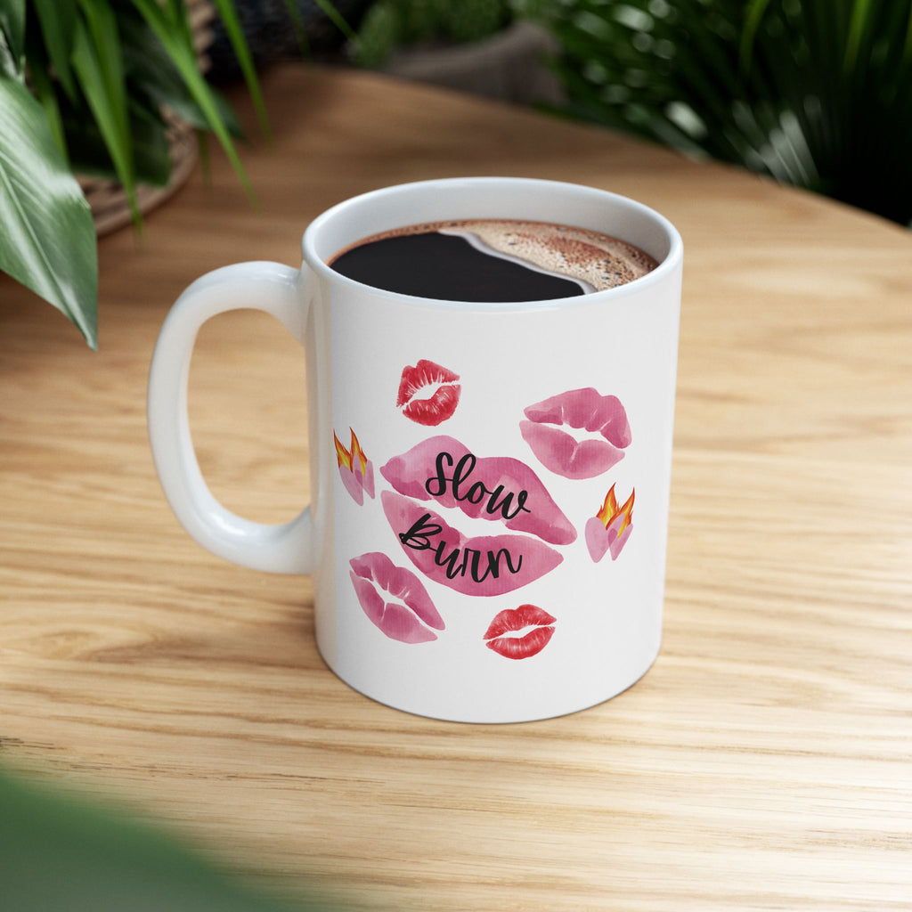 Kiss Mug – Pink Lip “Slow Burn” Trope Cup (11oz, 15oz)