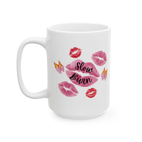 Kiss Mug – Pink Lip “Slow Burn” Trope Cup (11oz, 15oz)