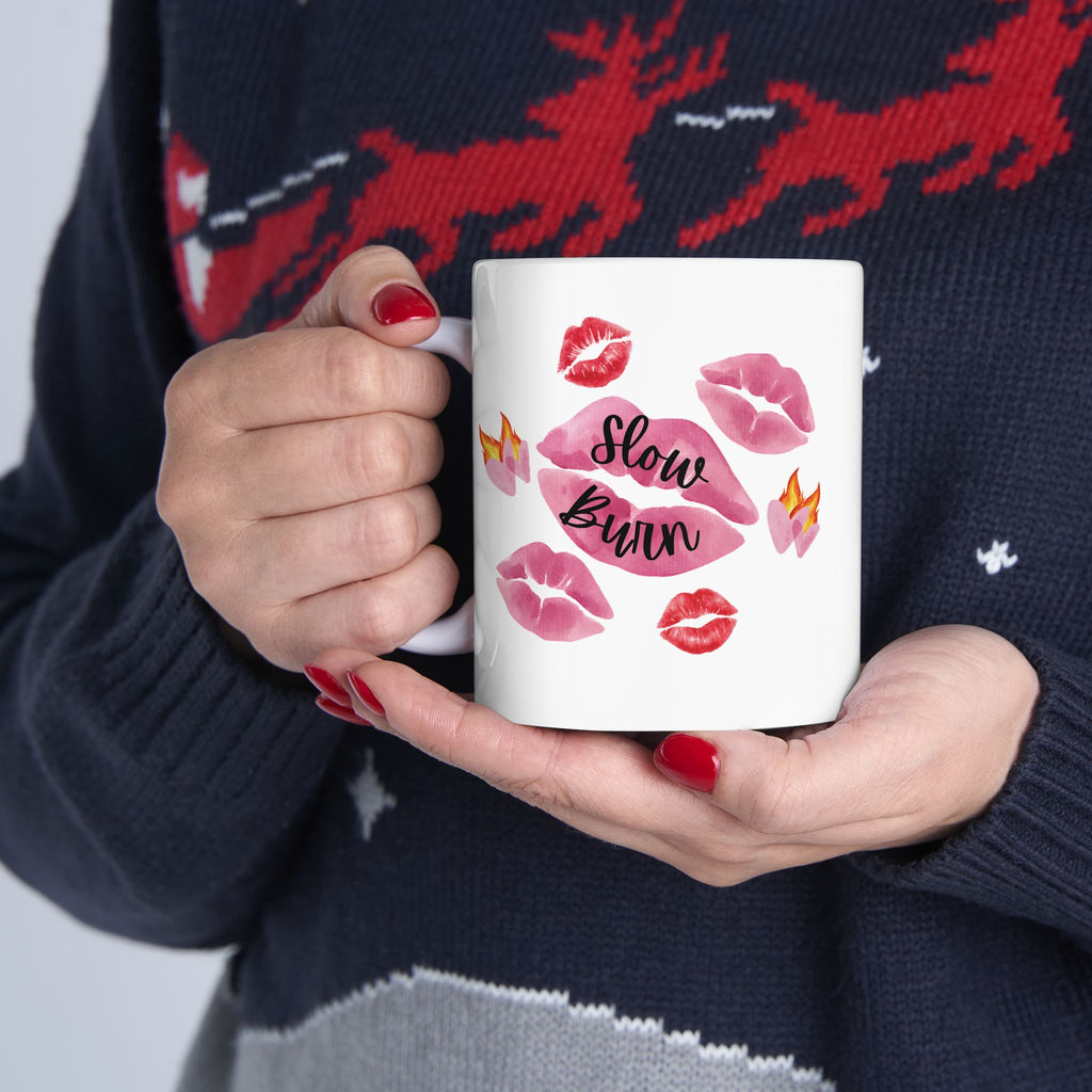 Kiss Mug – Pink Lip “Slow Burn” Trope Cup (11oz, 15oz)
